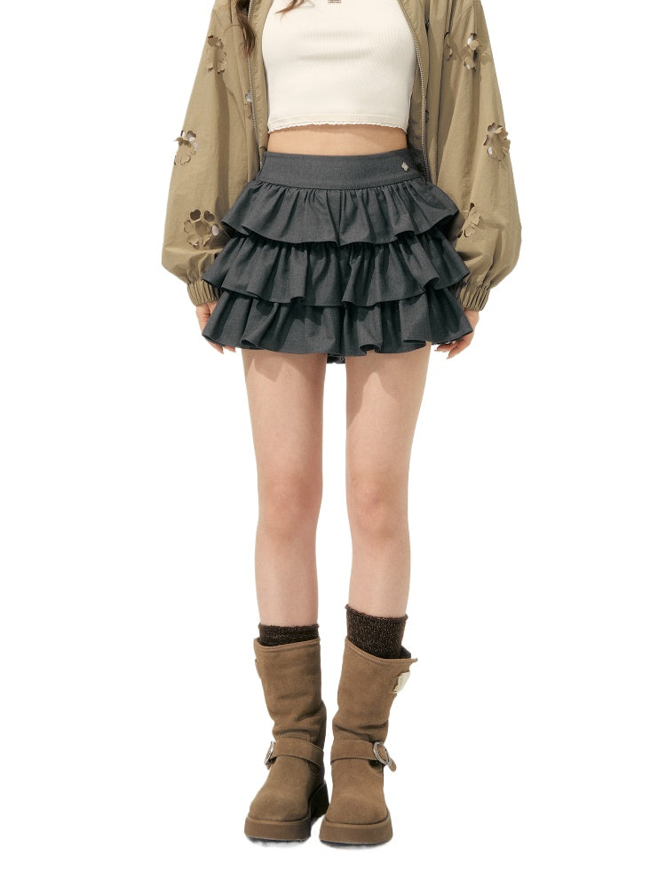 Pleated Lace Ruffle Tiered Skirt - CHINASQUAD