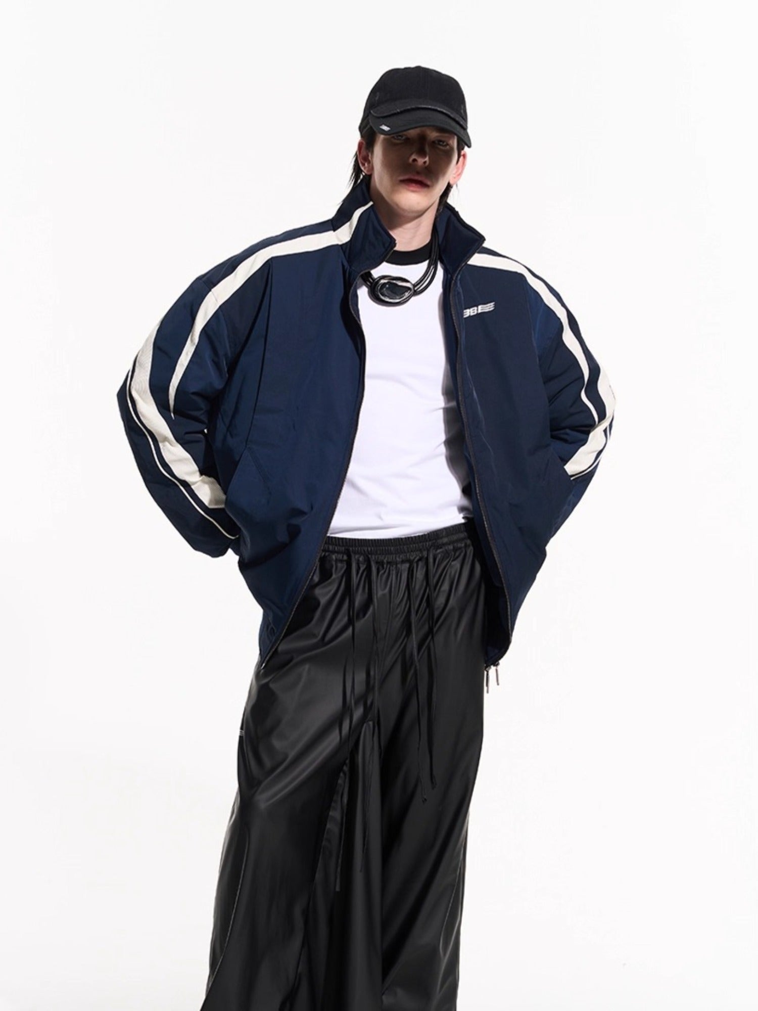 Striped Contrast Padded Cotton Jacket - CHINASQUAD