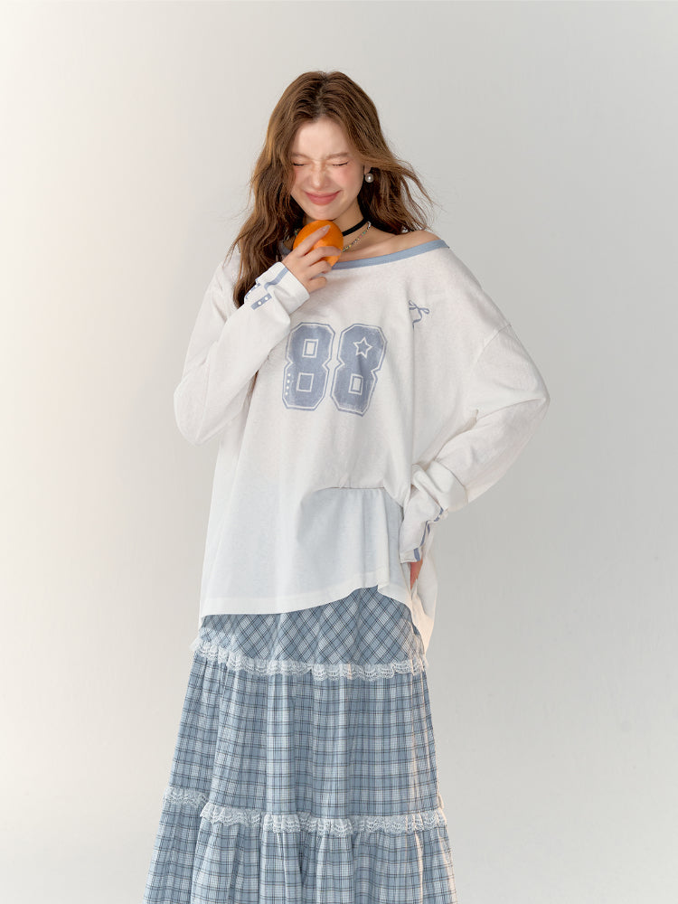 Casual Round Neck Off-Shoulder T-Shirt - CHINASQUAD