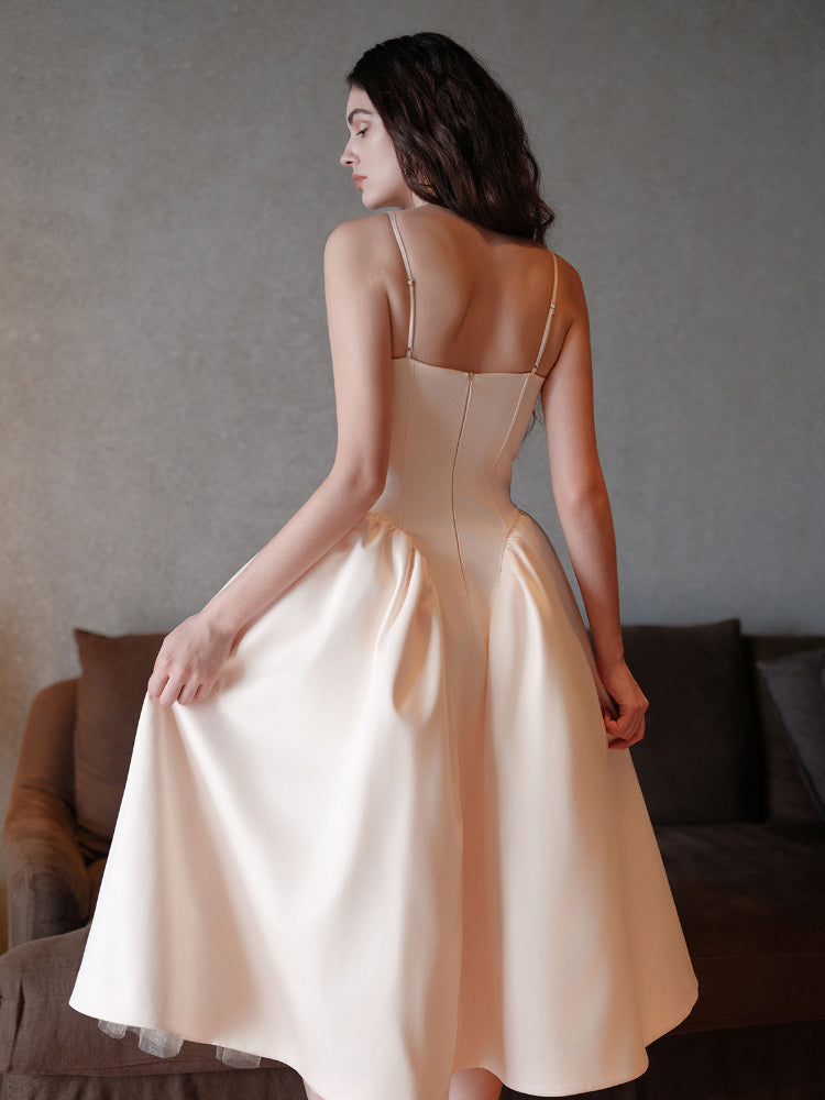 Satin Bow Detail Midi Dress - CHINASQUAD