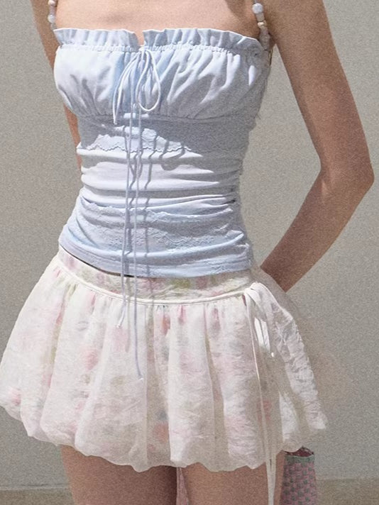 Detachable Floral Cutout Double-Layer Skirt