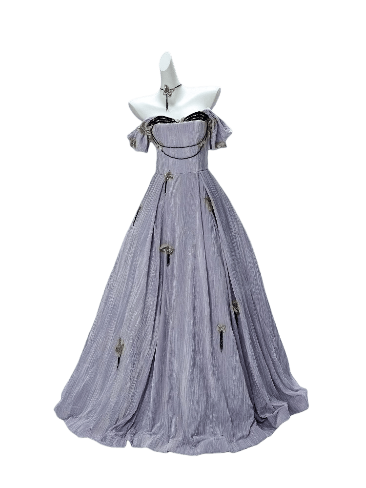 Opulent Lavender Smoke Couture Gown