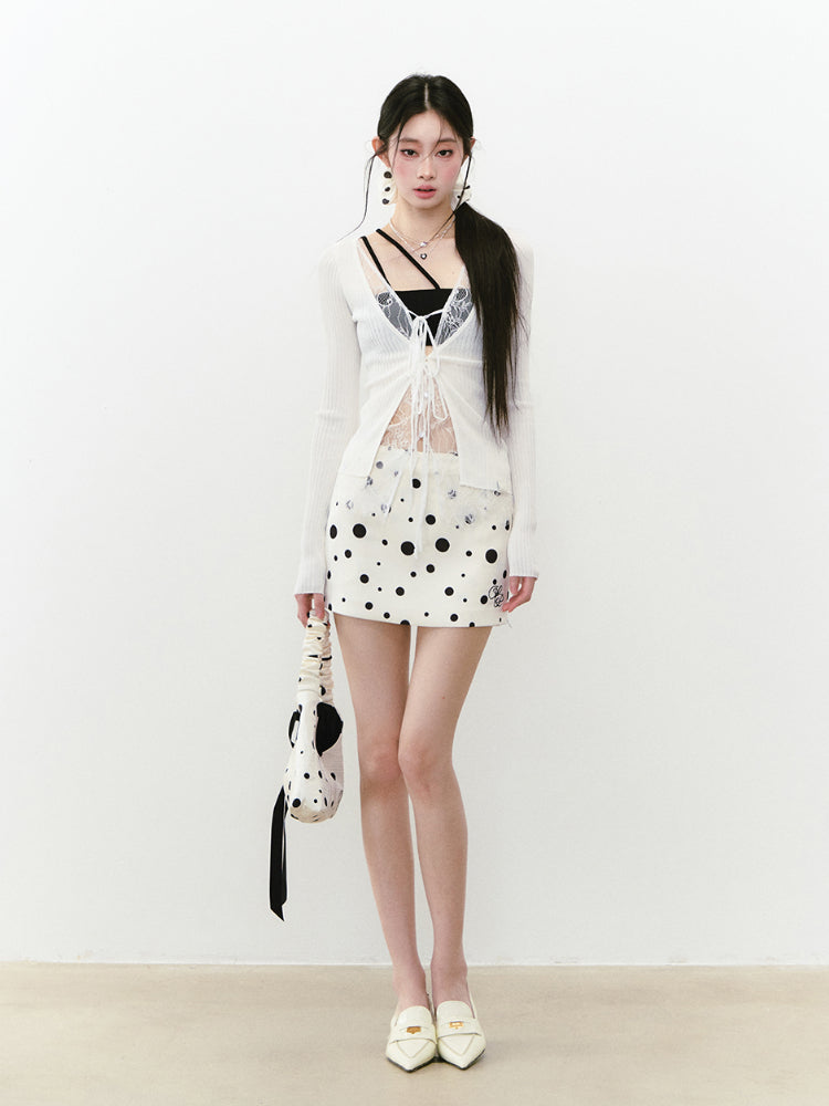 Polka Dot Zipper Reversible Skirt - CHINASQUAD