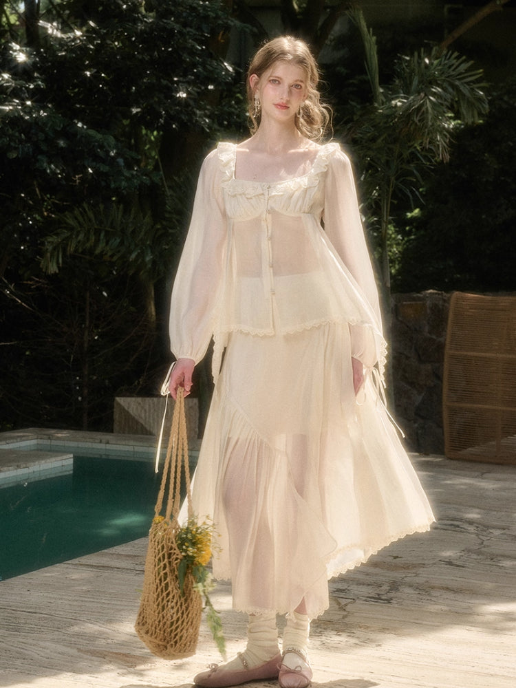 Tencel Air Fabric Shirt & Skirt Set - CHINASQUAD