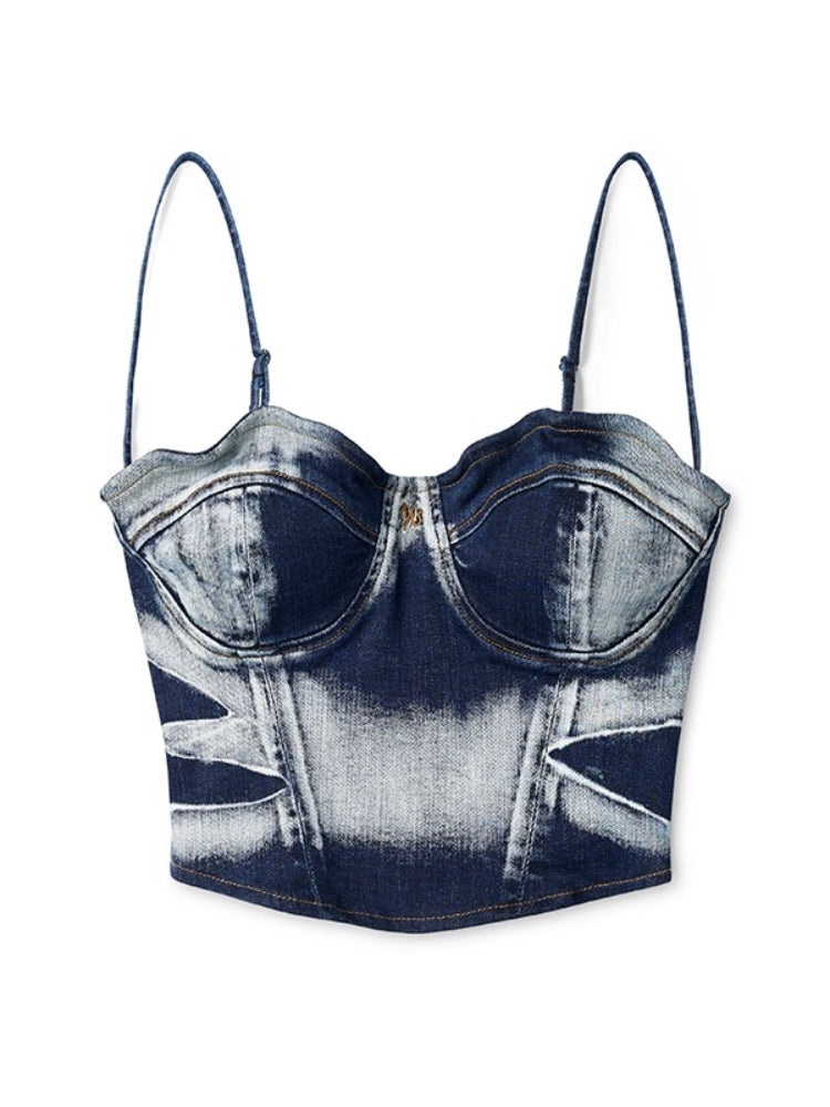 "Feria Series" Volcano Tie-dye Denim Camisole - CHINASQUAD
