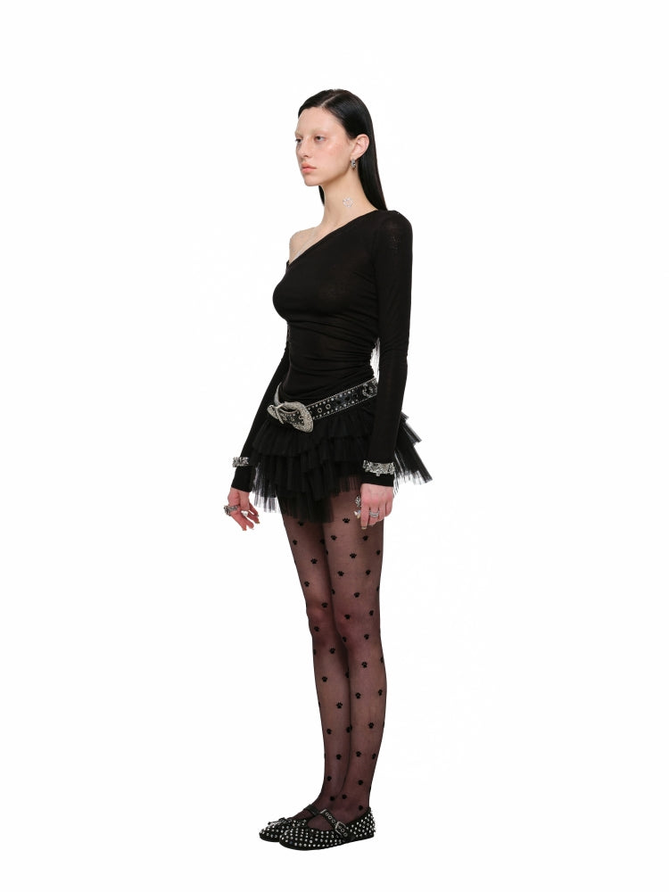 Deconstructed Buttoned Asymmetrical Shoulder Crewneck - CHINASQUAD