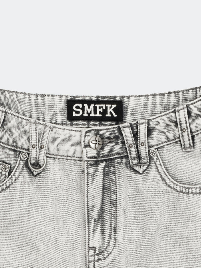 Compass Wild Tarpan Denim Mini Skirt Gray - CHINASQUAD