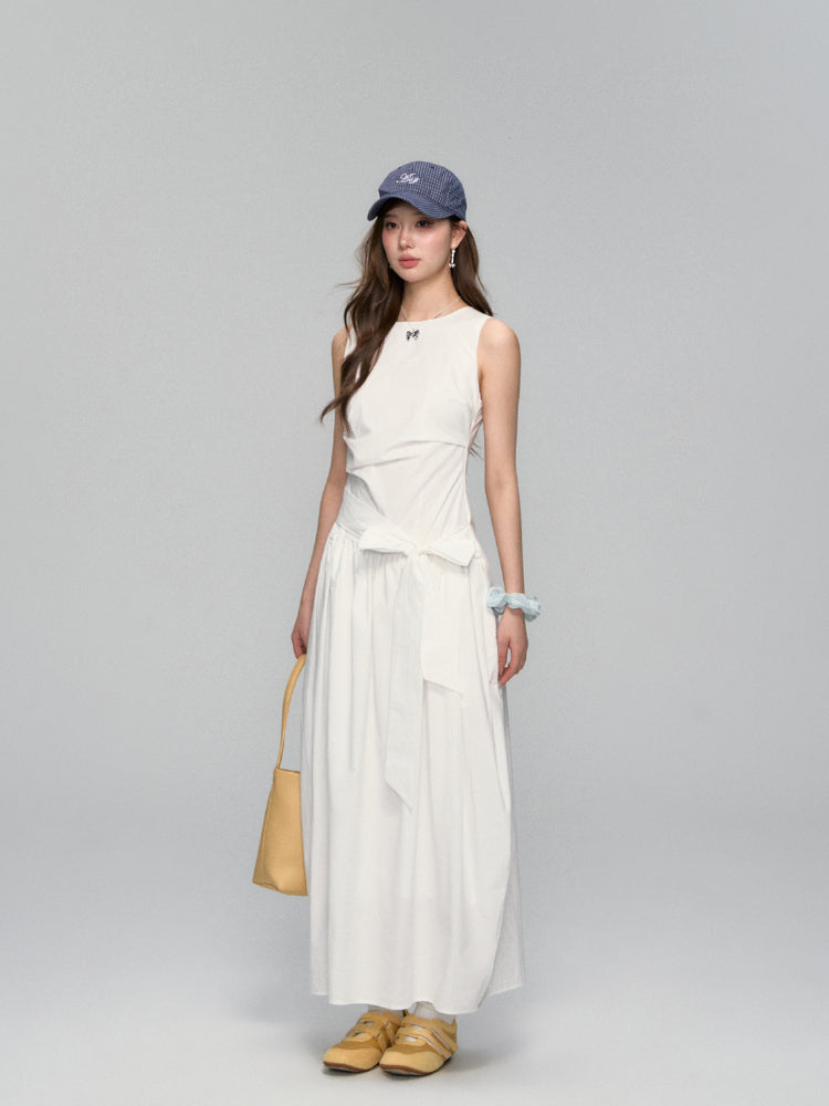 Sleeveless Tie-Waist A-Line Sundress - CHINASQUAD