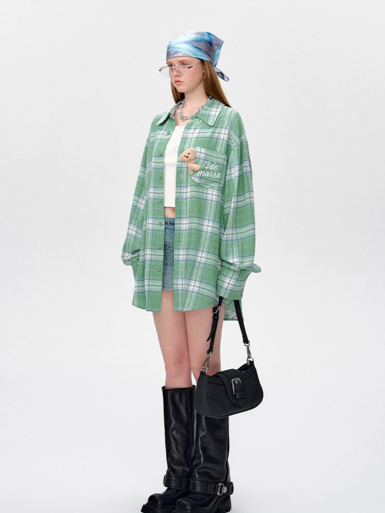 Plaid Pocket Companion Long-Sleeve Shirt Jacket - CHINASQUAD