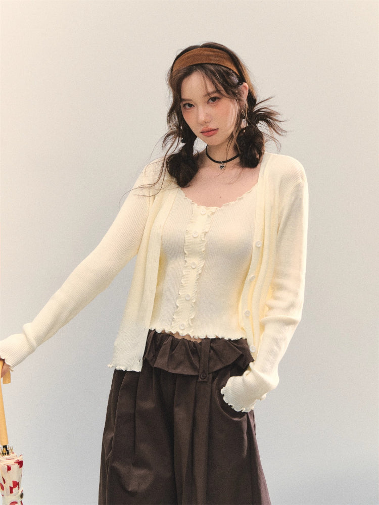 Ruffle Versatile Knitted Cardigans