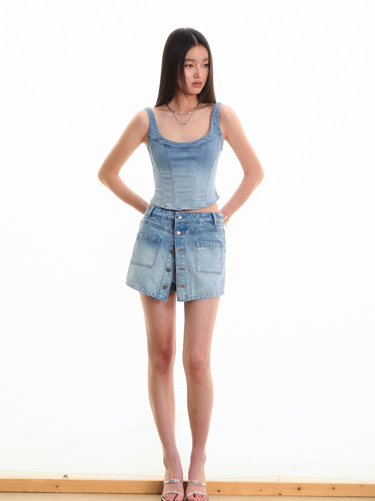 Layered Mammoth Denim Skirt - CHINASQUAD