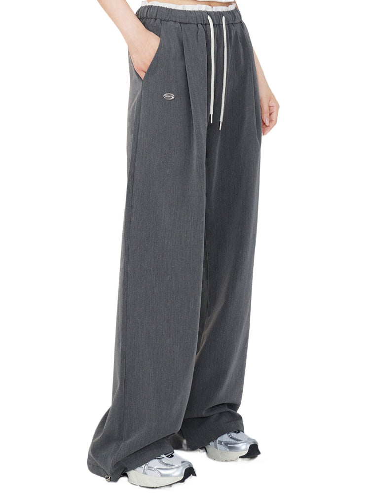 Color-Block Draped Suit Wide-Leg Pants - CHINASQUAD