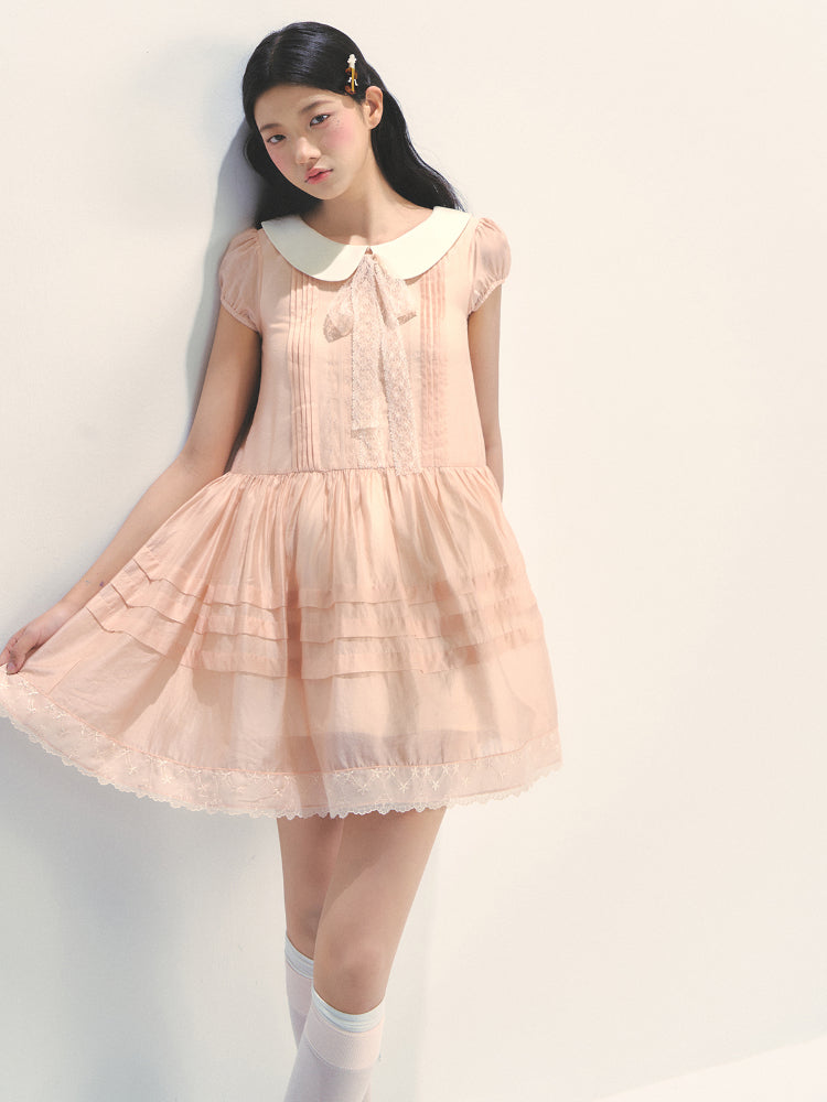 Pink Lace Baby Doll Dress - CHINASQUAD