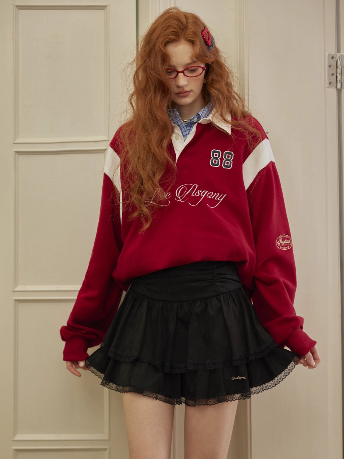 Suede Pleated Lace Puff A-Line Mini Skirt - CHINASQUAD