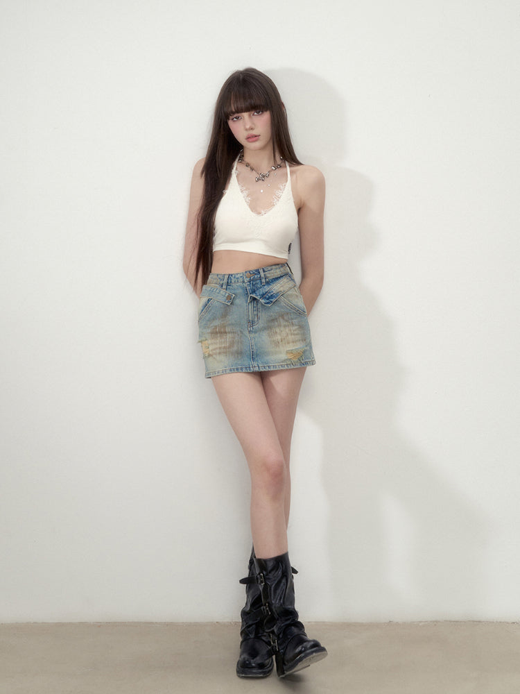 Ribbed Lace Panel Tank Top - CHINASQUAD