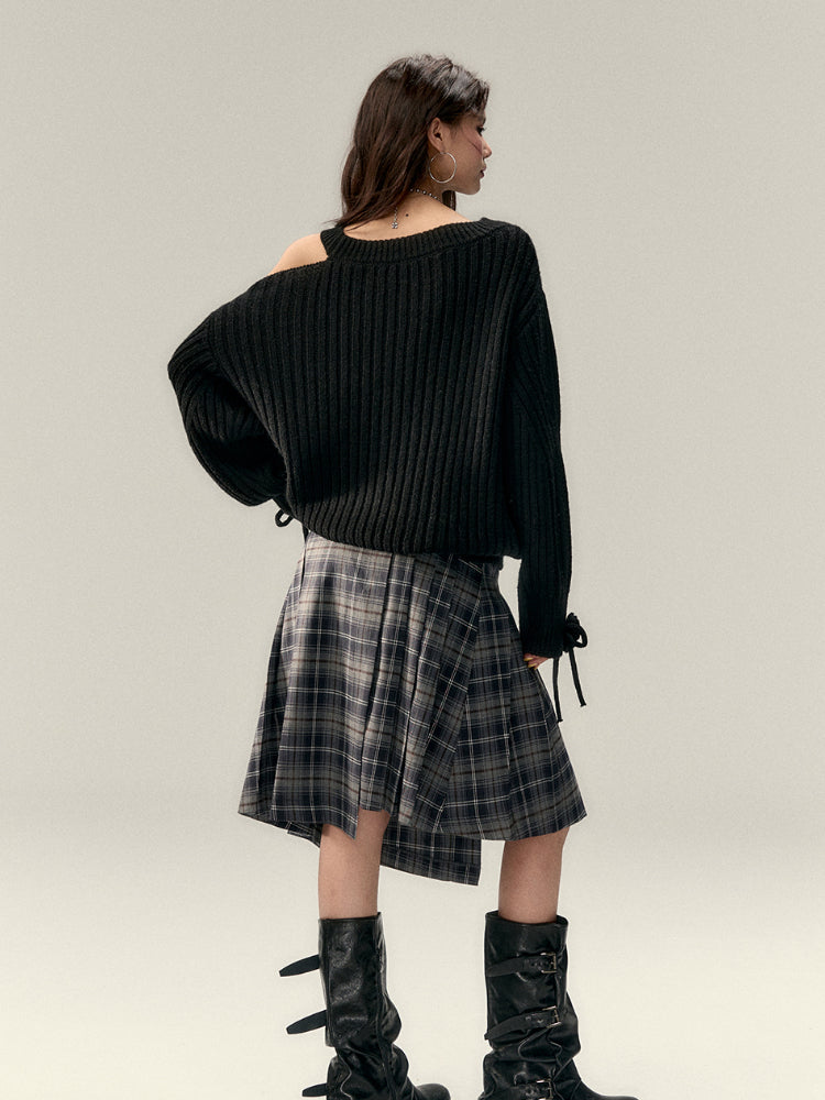 Two-Way Bowknot Irregular Sweater - CHINASQUAD