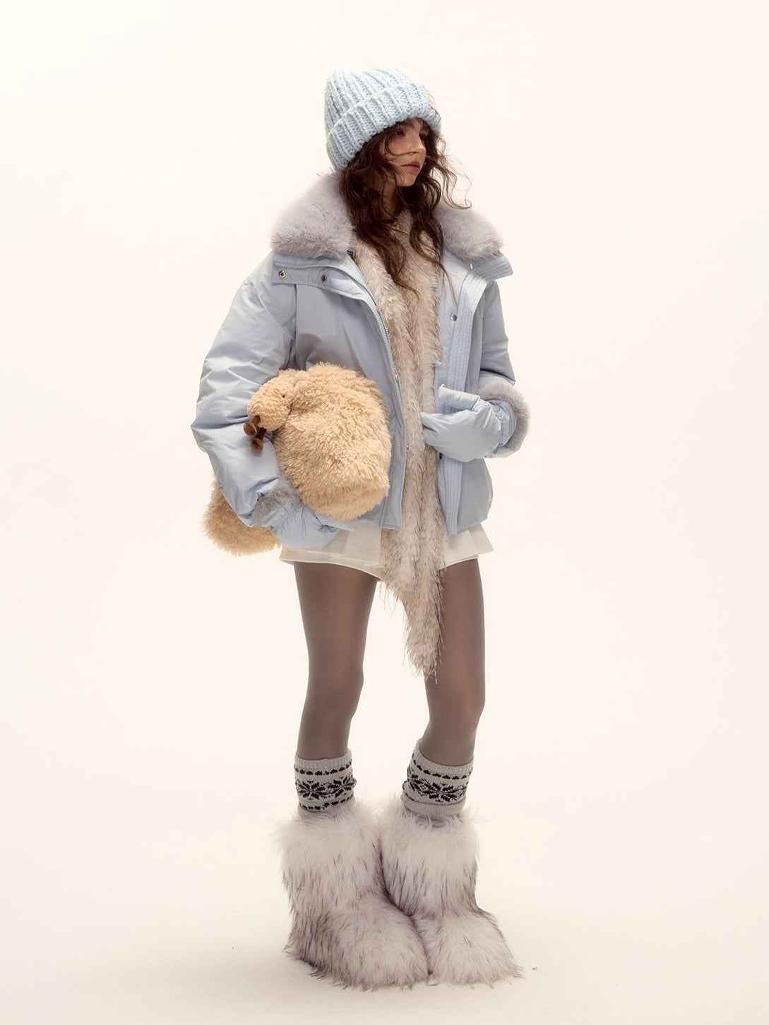 Fur-Collar Short Down Puffer Jacket