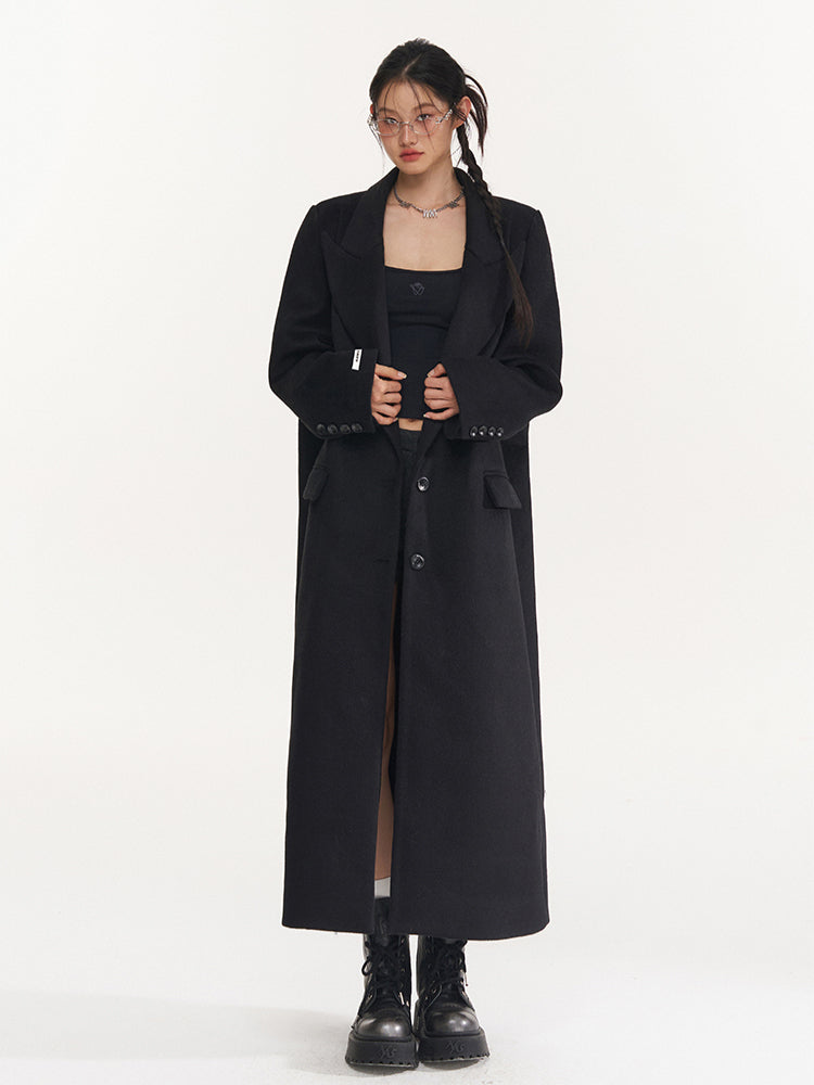 Black Wool Overcoat - CHINASQUAD