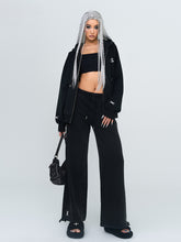 Black & Gray Floral Straigh-Leg Pants - CHINASQUAD