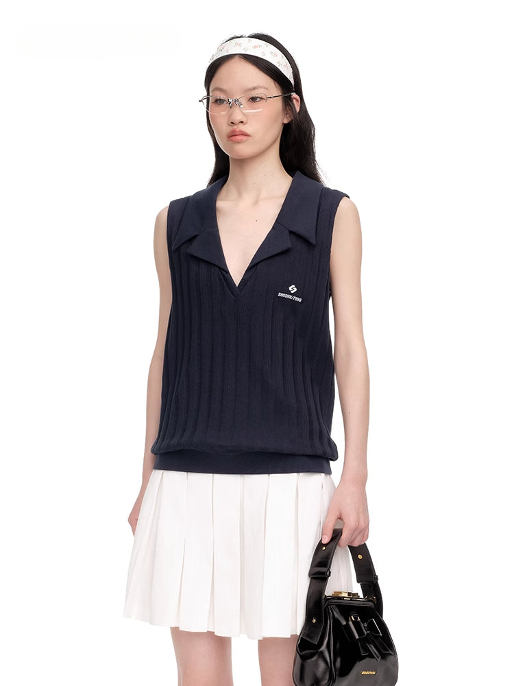 Striped Knit Sleeveless Top - CHINASQUAD