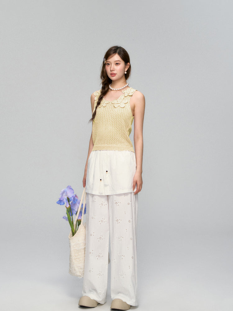 Flower Crochet Hollow-Out Camisole - CHINASQUAD
