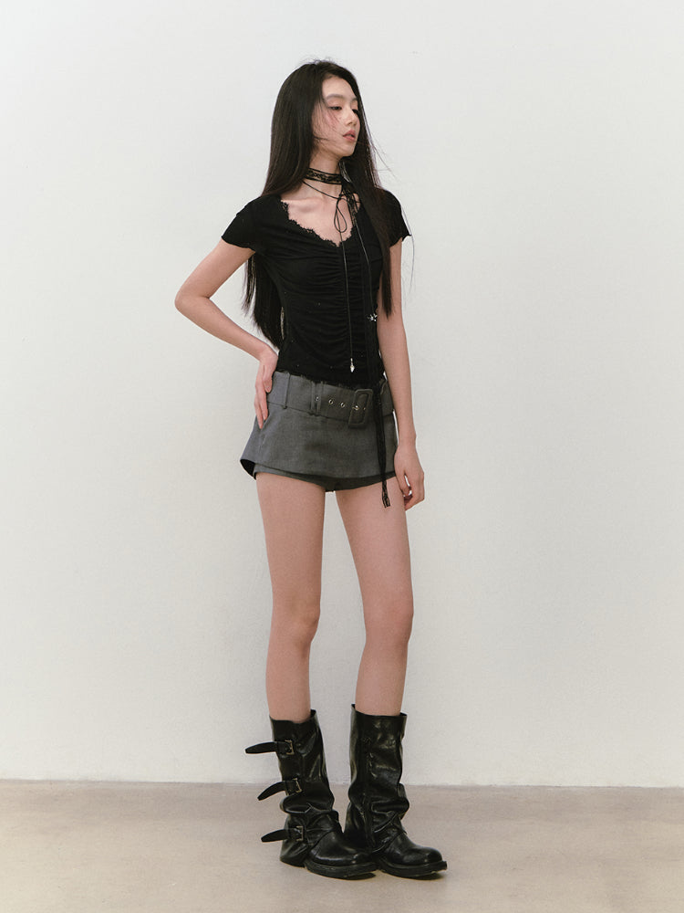 Belt Brand Embroidered Suit Skirt - CHINASQUAD