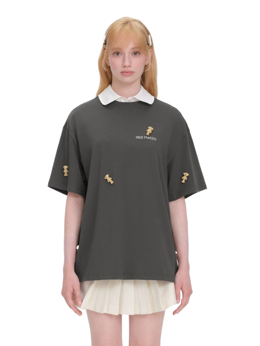 Mini Flocked Bear Oversized T-shirt