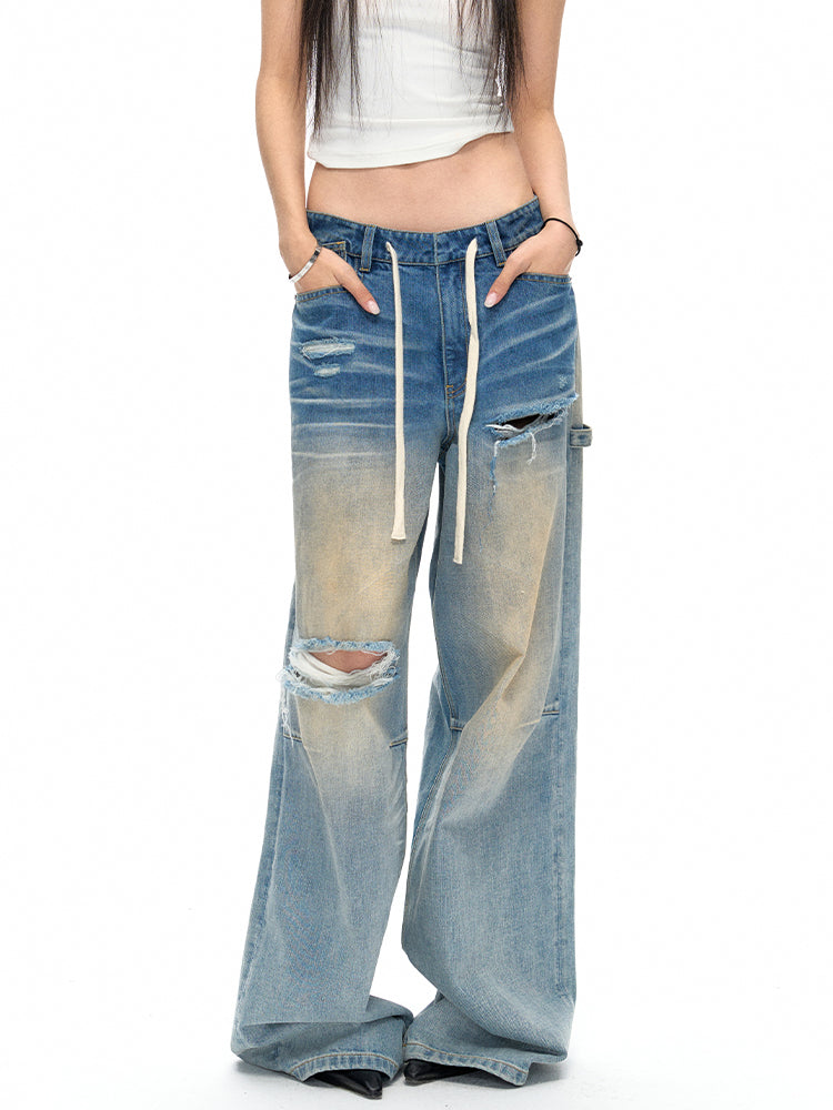 3D Whisker Ripped Jeans - CHINASQUAD