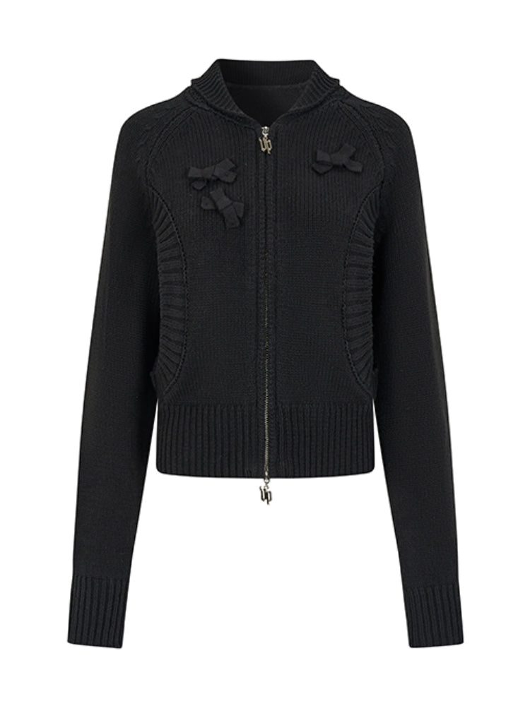 Bowknot Pocket Design Knit Top - CHINASQUAD