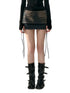 (Final Sale) Faux Two-Piece Tie Waist Denim Skirt - CHINASQUAD