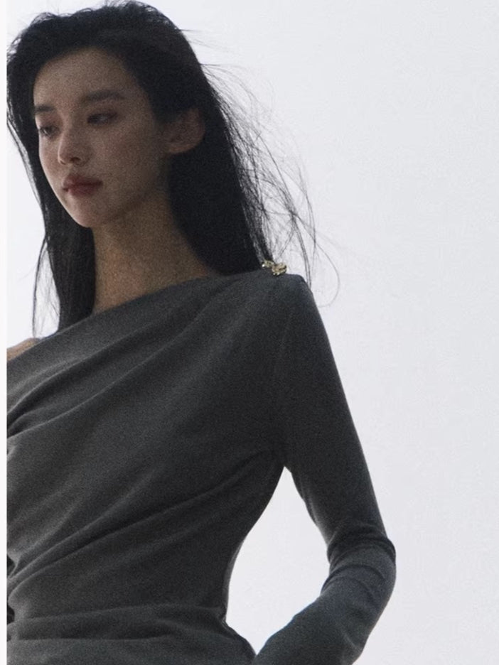 One-Shoulder Waist-Defining Knit Base Layer