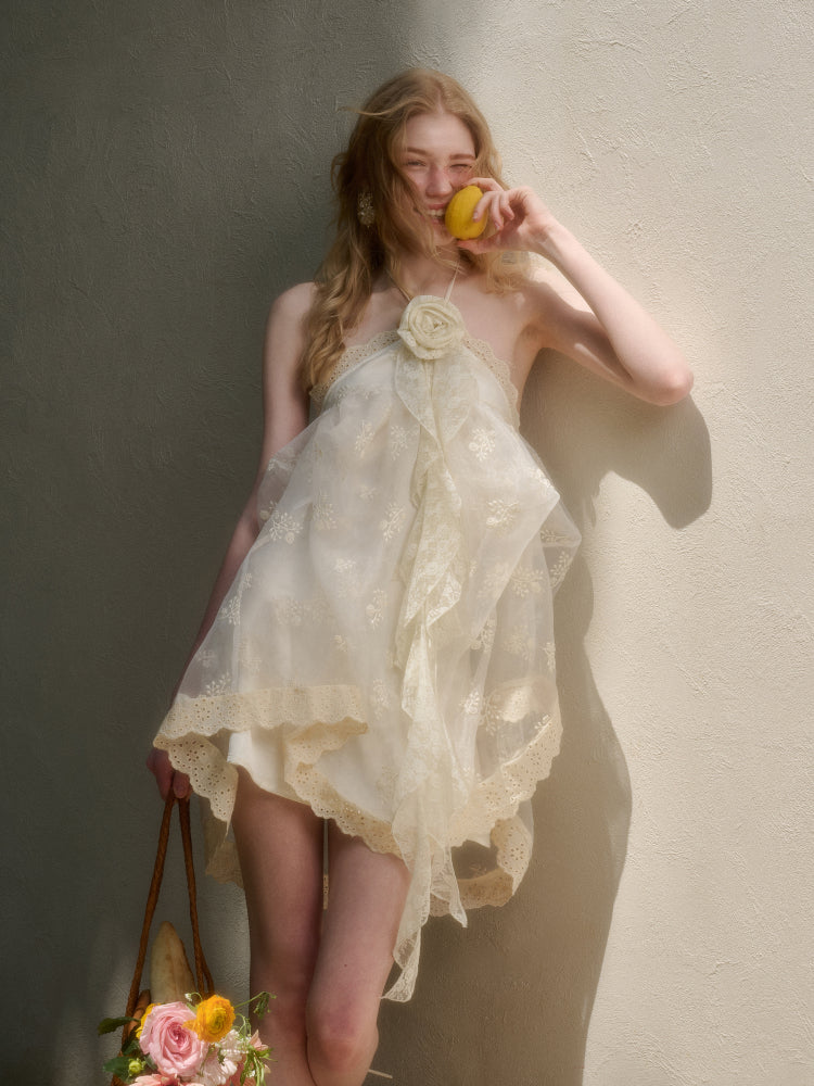 Cloud Fluffy Embroidered Lace Dress - CHINASQUAD