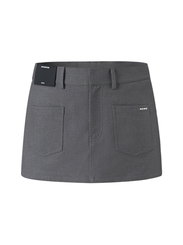 Wool Fold-Structure Low-waist Pencil Skirt