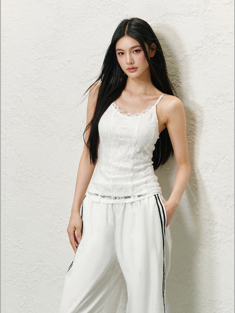 Lace-Style Spaghetti Strap Tank Top - CHINASQUAD