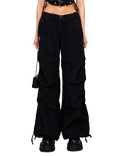 Drawstring Wide-Leg Cargo Workout Pants - CHINASQUAD