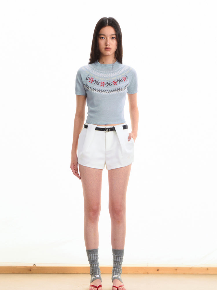 Fair Isle Jacquard Knit T-shirt - CHINASQUAD