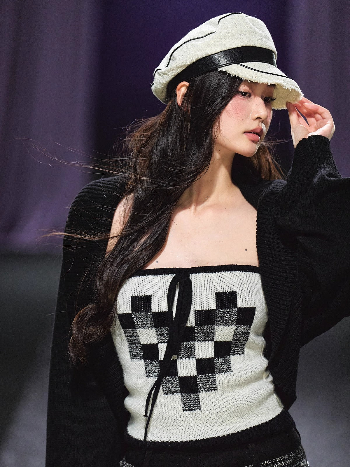 Wool Blend Knit Cardigan & Tube Top Set - CHINASQUAD