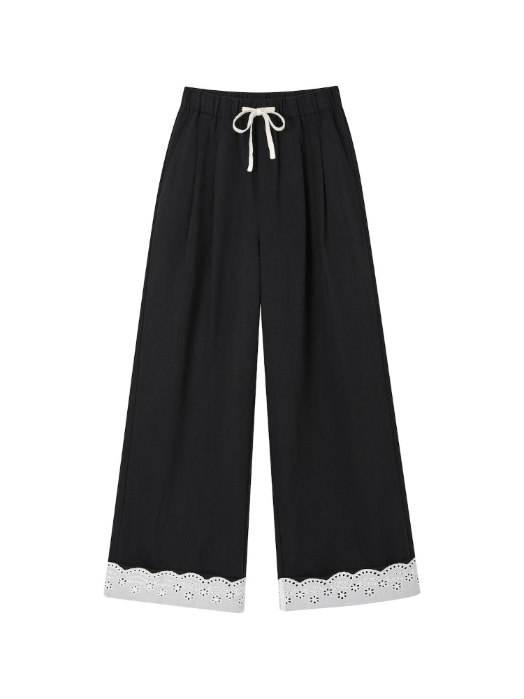 Lace Trim Patchwork Trousers - CHINASQUAD