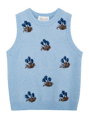 Pink & Blue Embroidered Knit Vest - CHINASQUAD
