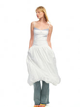 Color - Block Splicing Strappy Puff Dress - CHINASQUAD
