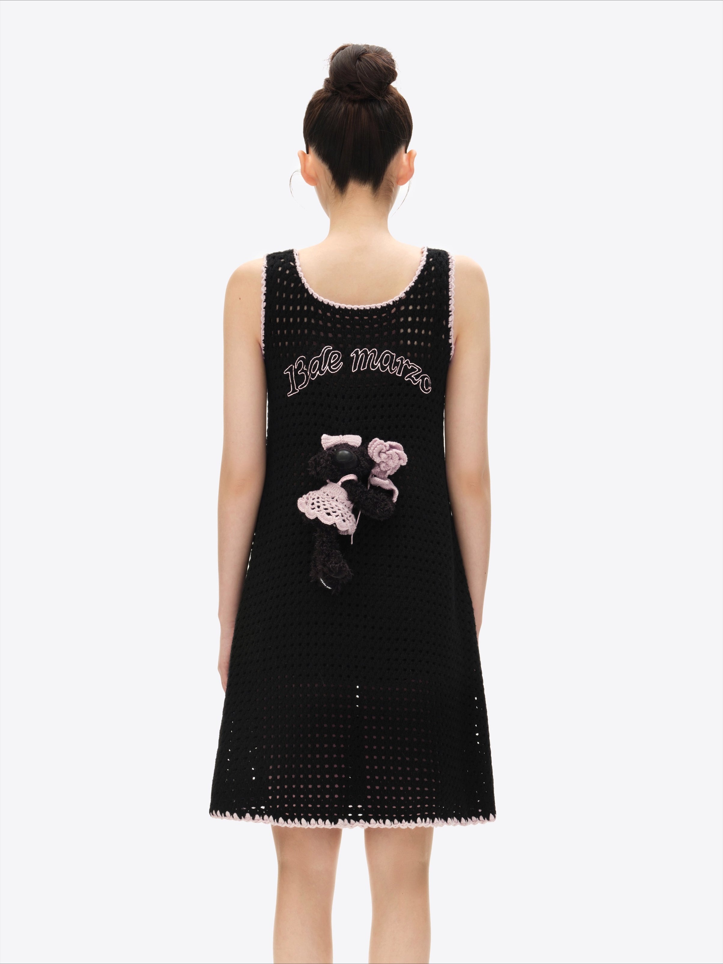 Crochet-Effect Knit Dress