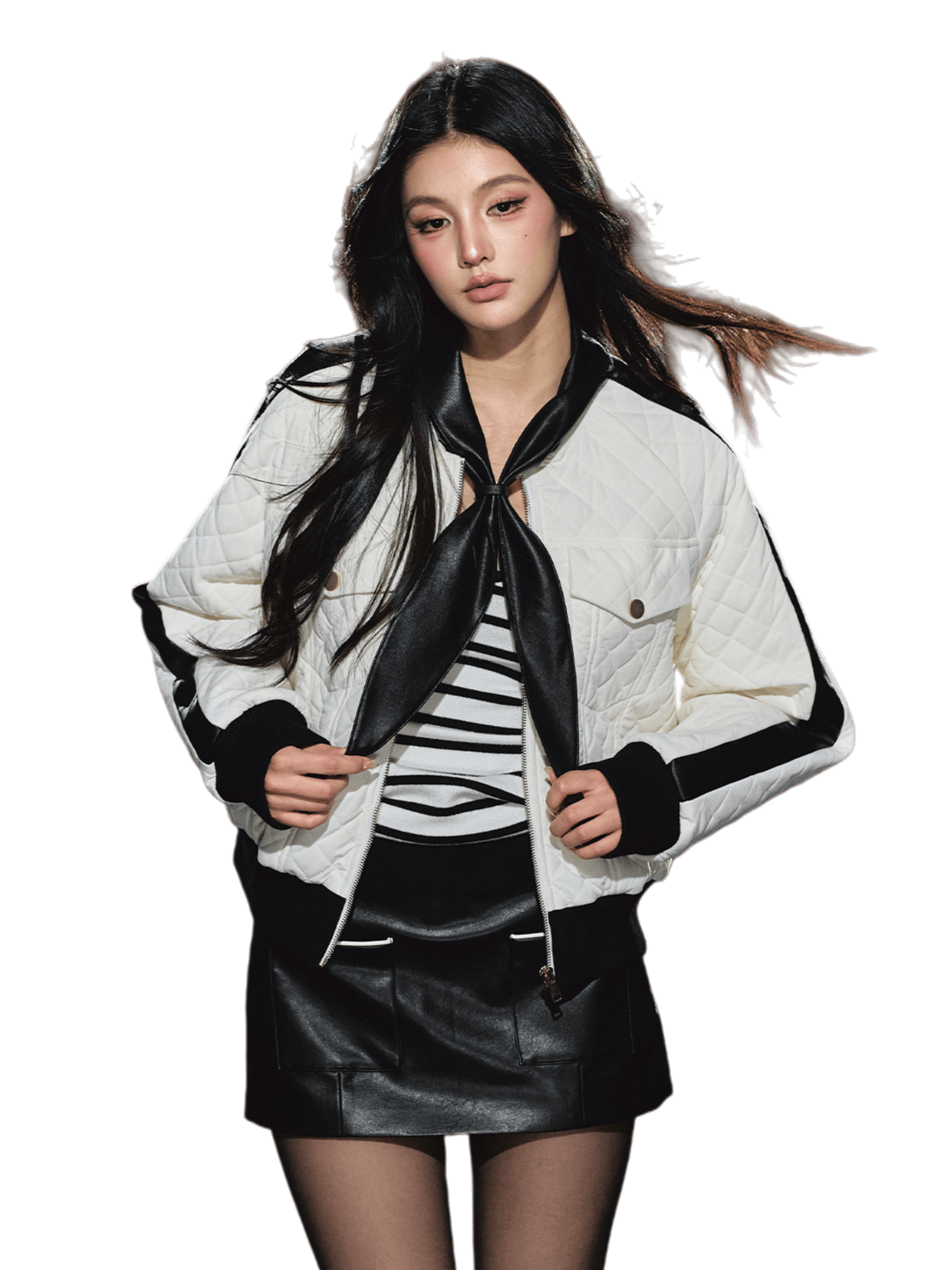 Diamond Quilted Bow-Tie Cotton Padded Jacket