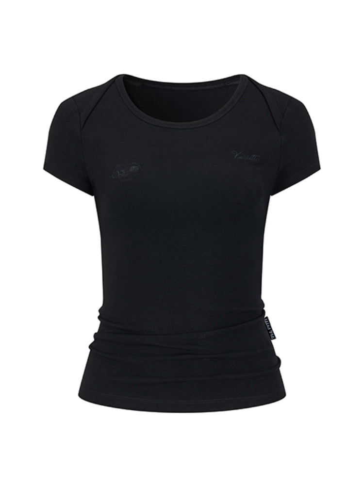 Embroidered Letter Short-Sleeve T-shirt - CHINASQUAD