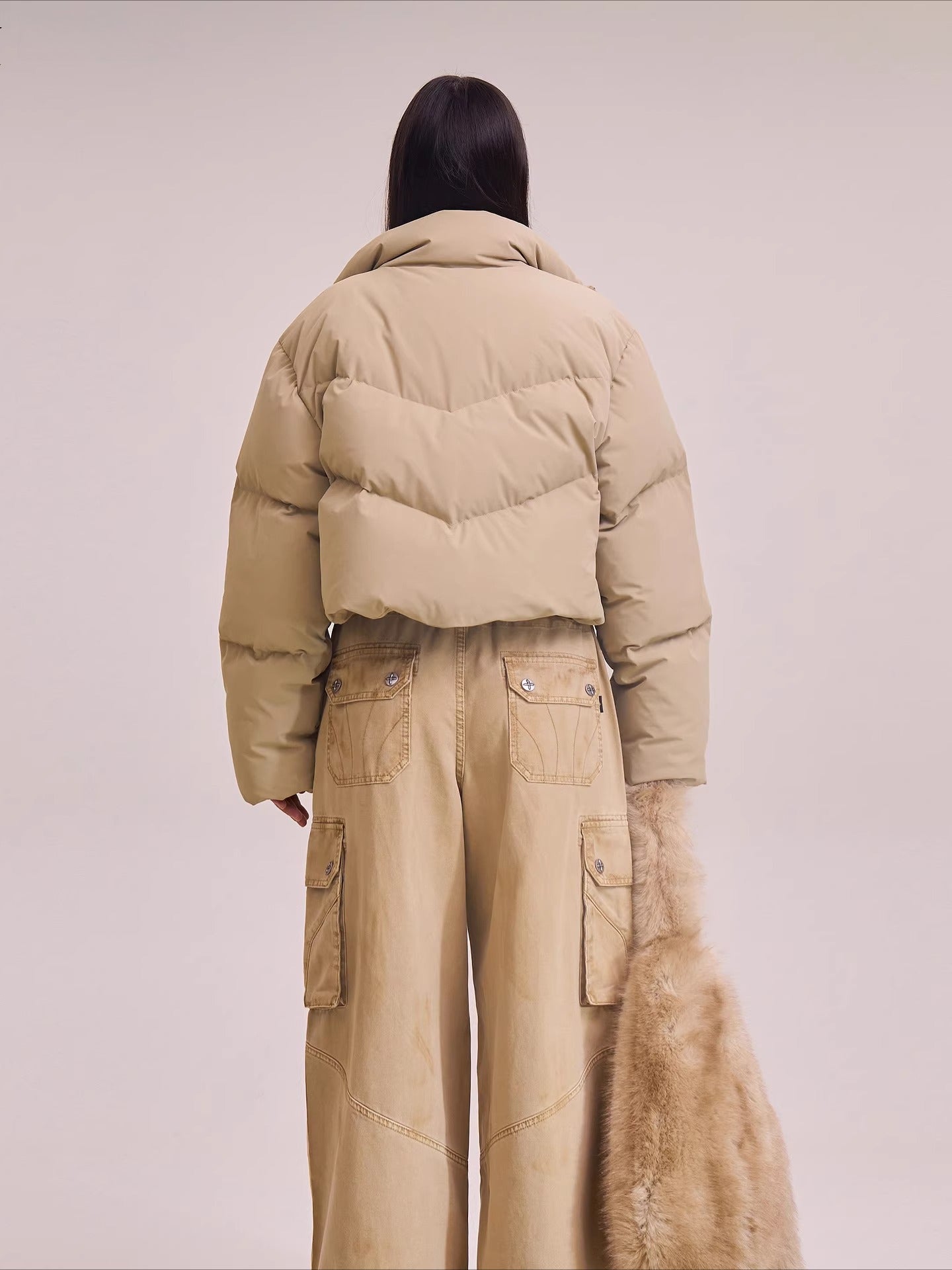 Sculpted Cross Cropped Down Jacket