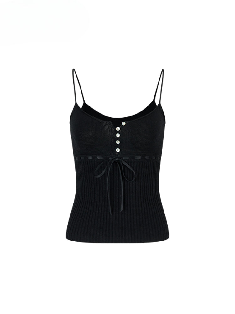 Button Lyocell Knit Tank Top - CHINASQUAD