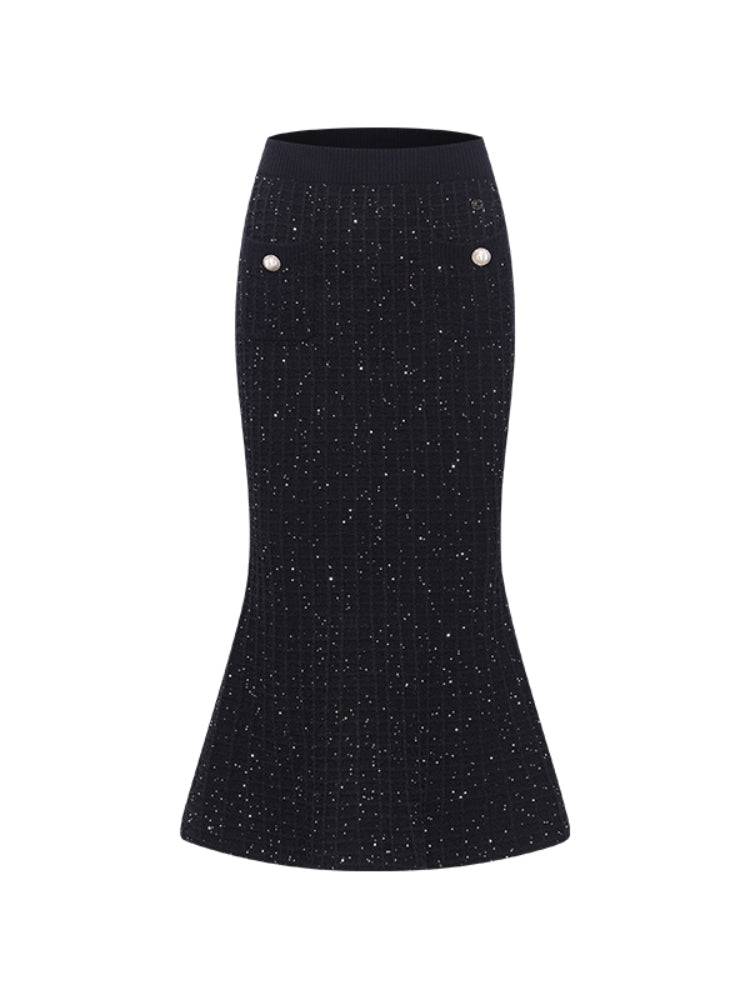 V-Neck Waist-Cinching Mermaid Cardigan & Skirt Set - CHINASQUAD