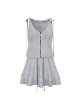 Gray Sleeveless Hooded Dress - CHINASQUAD