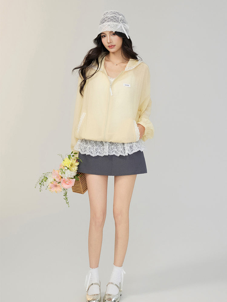 Lace Trimmed Oversized Sun Protection Coat - CHINASQUAD