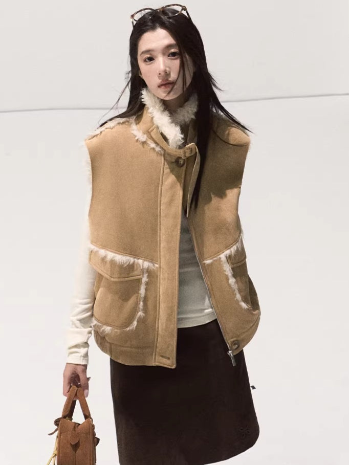 Faux Shearling Suede Jacket & Vest