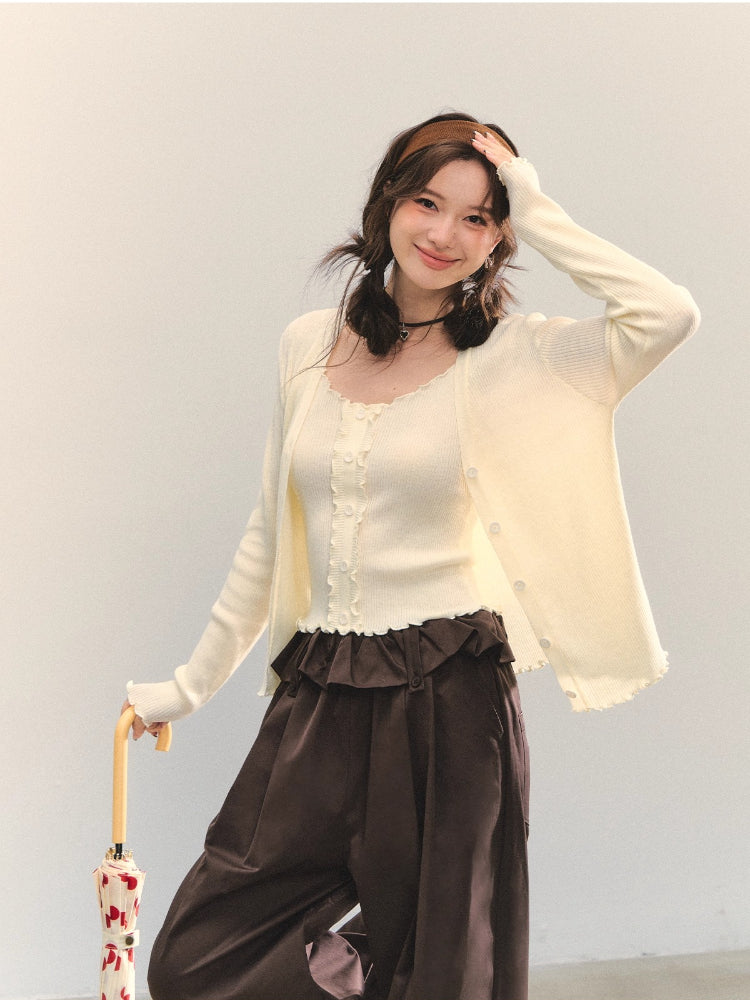 Ruffle Versatile Knitted Cardigans